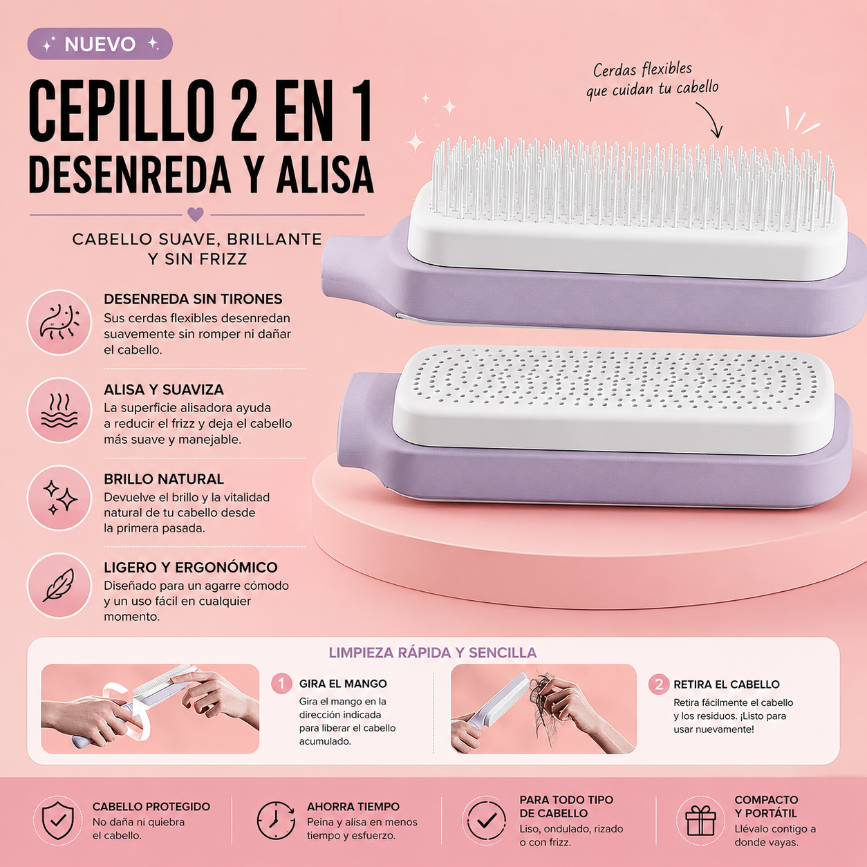 Cepillo 360° para Volumen y Brillo